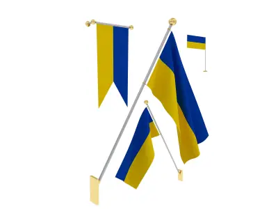 Flags of Ukrania 3D model