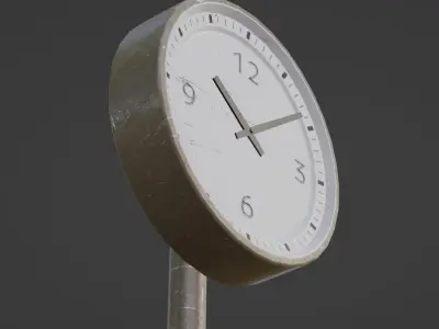 Street Clock with Scratched Paint Low-poly 3D model
