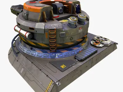 Sci-Fi heavy plasma turret Low-poly 3D model