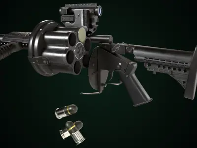  6 Grenade Launcher Black All PBR Unity UE Textures Included 