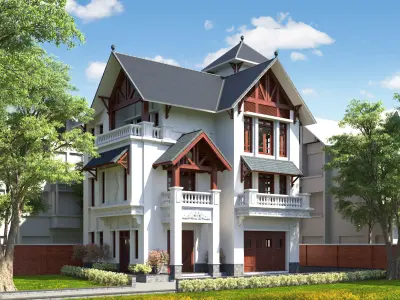 Villa house 1-Neoclassical architecture 3D model