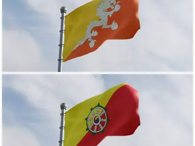 Animated Bhutan Flags 3D model