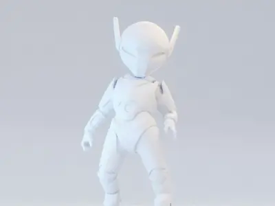 Tiny Robot Rigged Low-poly 3D model