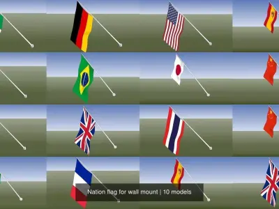 Nation flag for wall mount 3D Model Pack