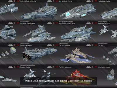 Pirate Clan Yellowjackets Spaceship Collection 3D Model Pack