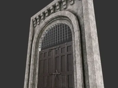 Medieval Big Gate Low-poly 3D model
