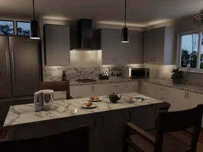 Cozy Country Reno Kitchen Interior 3D model