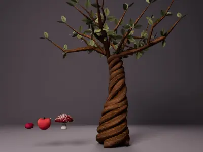 Stylized Spiral Tree Low-poly 3D model