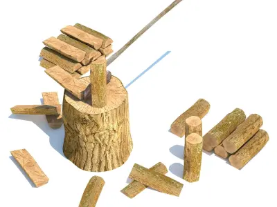 Wood Axe Logs 3D model