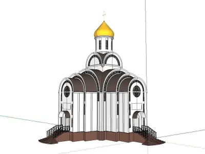 Architecture-Religion-God-Culture-Temple-080 church with gold... 3D model