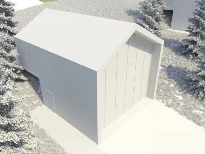 House modern cabin on side of mountain 3D model