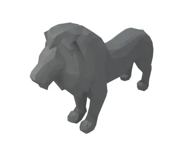 Low Poly Lion Statue v1 001 Low-poly 3D model