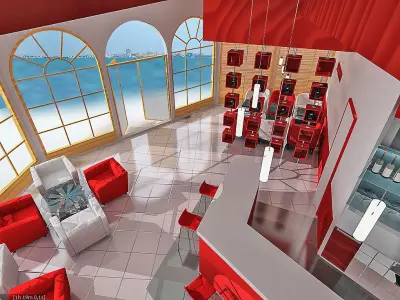 Coffee House Interior Low-poly 3D model