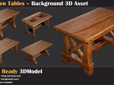 Wooden Table Background 3D Asset - VOL 03   3D model