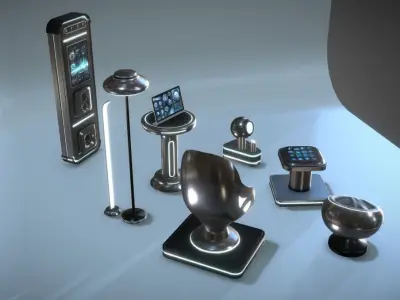 Futuristic Furniture Low-poly 3D model