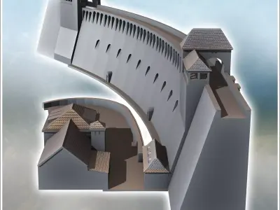 Edersee or Edertal Dam with buildings Waldeck Hesse Germany - Mo 3D print model