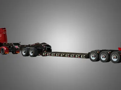 XG 530 Truck with Lowboy Double Trailer Oversize Load 3D model
