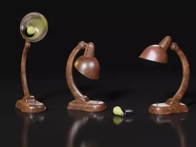 Desk table lamp 3D model PBR Free low-poly 3D model