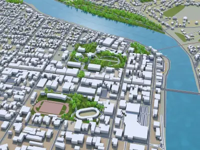 Whanganui New Zealand 20km Low-poly 3D model