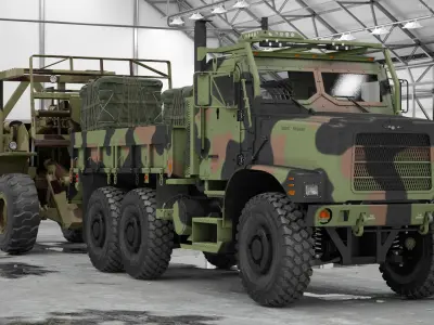  Military Forklift Loard Cargo to the OshKosh Truck 