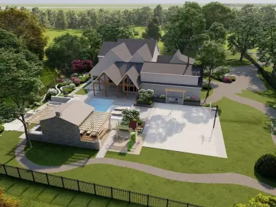 3D Exterior Scene 3D model design garden and landscape 3D 3D model 3
