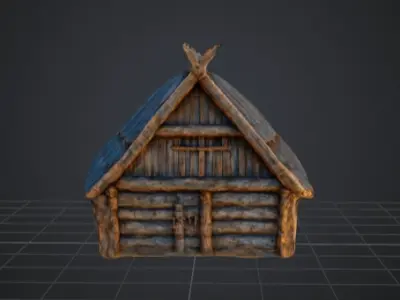 Rustic Wooden Cabin 3D model