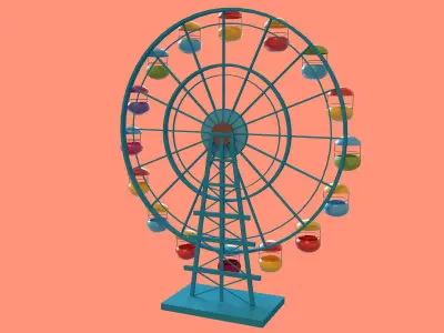 ferris wheel  stylized  Low-poly 3D model