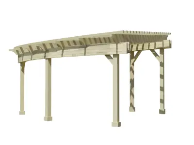 Curved Timber Pergola Pavilion Low-poly 3D model