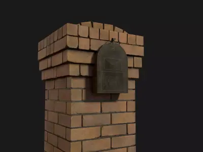 Brick Mailbox Low-poly 3D model