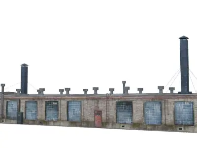 Old boiler house building Low-poly 3D model