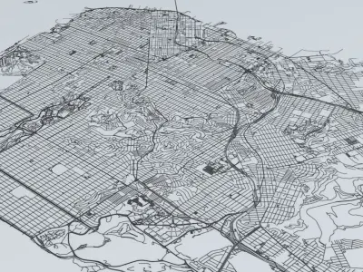 San Francisco Area Road Network and Streets 3D model