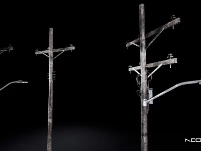 Utility Poles Pack Low-poly 3D model