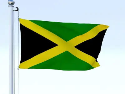 Animated Jamaica Flag Low-poly 3D model