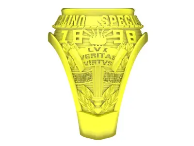 Special Forces Signet Ring with Oval Gemstone 3D Model 4748 3D print model