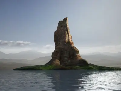 Cliffs islands Mountains rock walls nature Moss rocks 3D model