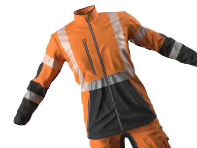  Construction Uniform with Reflective Elements and Helmet Orange 