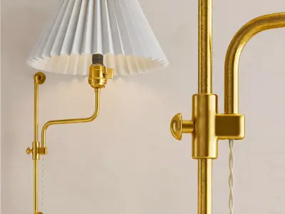 Pleated lampshade wall lamp 3D model