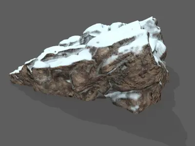Stairs rock with snow Low-poly 3D model