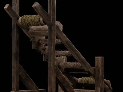 NANITE REAL-TIME MEDIEVAL STRETCHING RACK - TORTURE DEVICE Low-poly 3D model