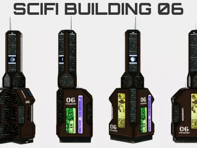 SciFi Cyberpunk Building 06 Low-poly 3D model