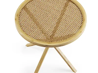Wooden rattan coffee table  3D model