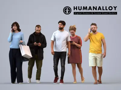 Basics0582 - A set containing 5 models of male and female 3D model