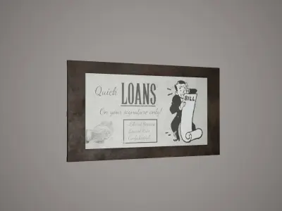 Billboard Set Low Poly Game Ready good loans framed Low-poly 3D model