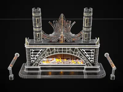 Dark Sci-fi Fire Pit Low-poly 3D model