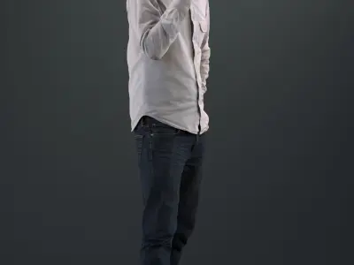 european man in casual clothing standing making a phone call 3D model