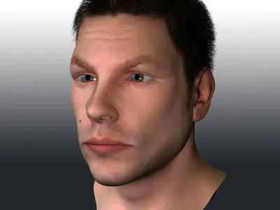 White Male Face Unrigged 3D model