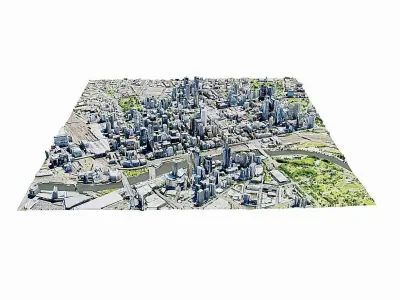 Melbourne city Low-poly 3D model
