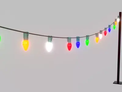 String Christmas Lights PBR 3D model