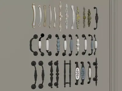 European-style cabinet door handles 3D model