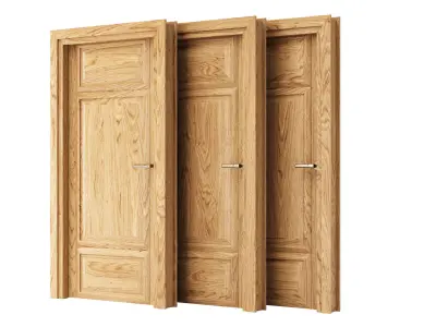 Wooden Door Set V8  3D model